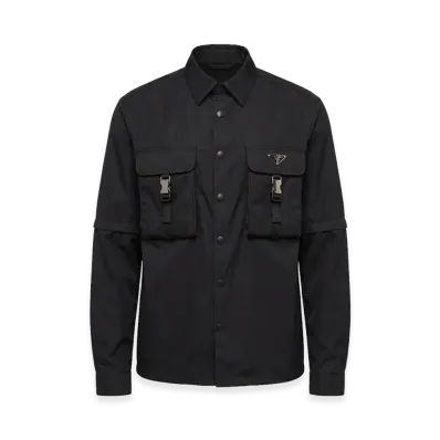 PRADA Nylon Pocket Full Button 2Way Shirt "Black"