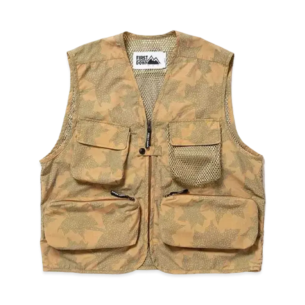 FIRST DOWN RIVER VEST SUPPLEX NYLON by E-WAX STUDIO "Leaf Yellow"