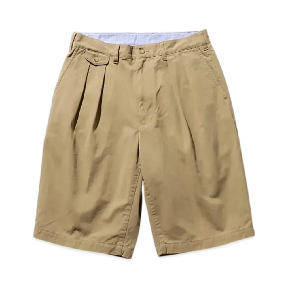BEAMS 2 Pleats Shorts Twill "Khaki"
