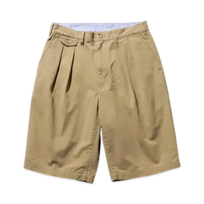BEAMS 2 Pleats Shorts Twill "Khaki"