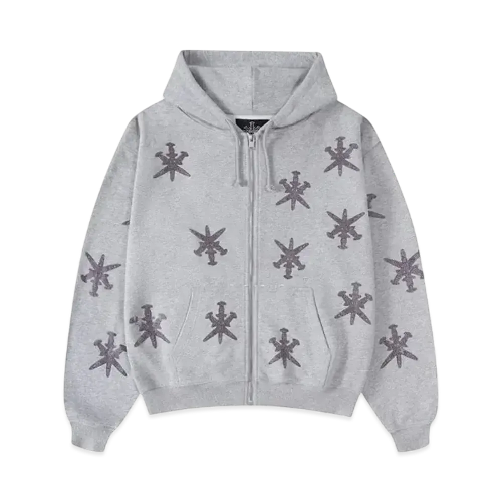 Unknown London Rhinestone Hoodie "Grey"