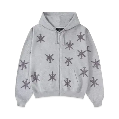 Unknown London Rhinestone Hoodie "Grey"