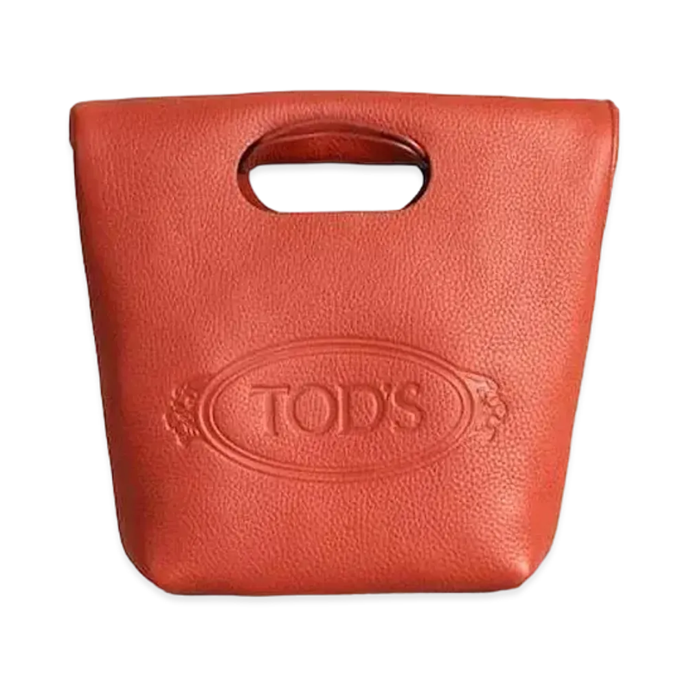 TOD'S Shopping Tote In Leather Mini "Orange"