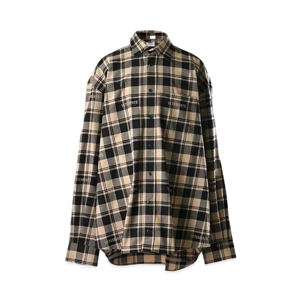 VETEMENTS Logo Jacquard Plaid Shirt "Beige Logo" UA65SH919S