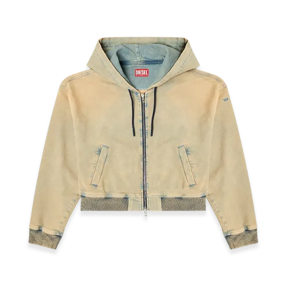 Diesel De-Giri-Crop Jogg Zipped Hoodie In Colored Joggjeans "Beige Blue"