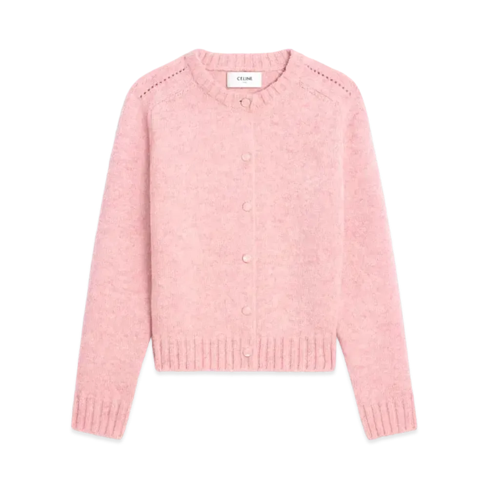 CELINE Cardigan In Shetland Wool "Baby Pink"