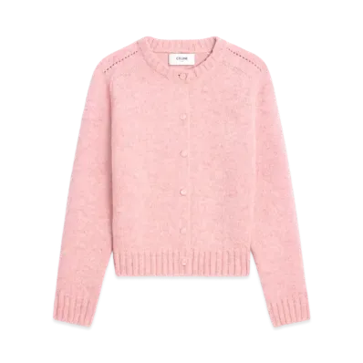 CELINE Cardigan In Shetland Wool "Baby Pink"