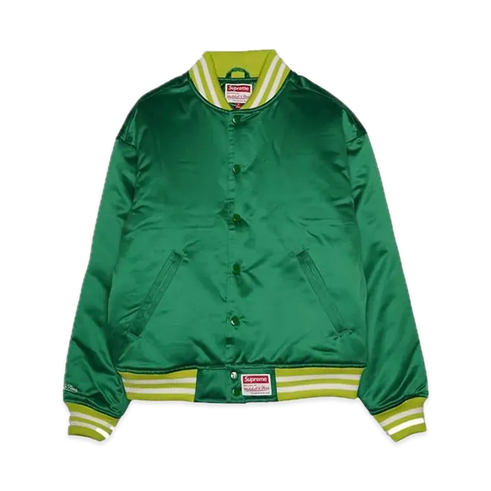 Supreme x Mitchell & Ness Satin Varsity Jacket "Green"