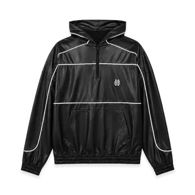 BREATH Piping Coating Half Zip Hoodie "Black"