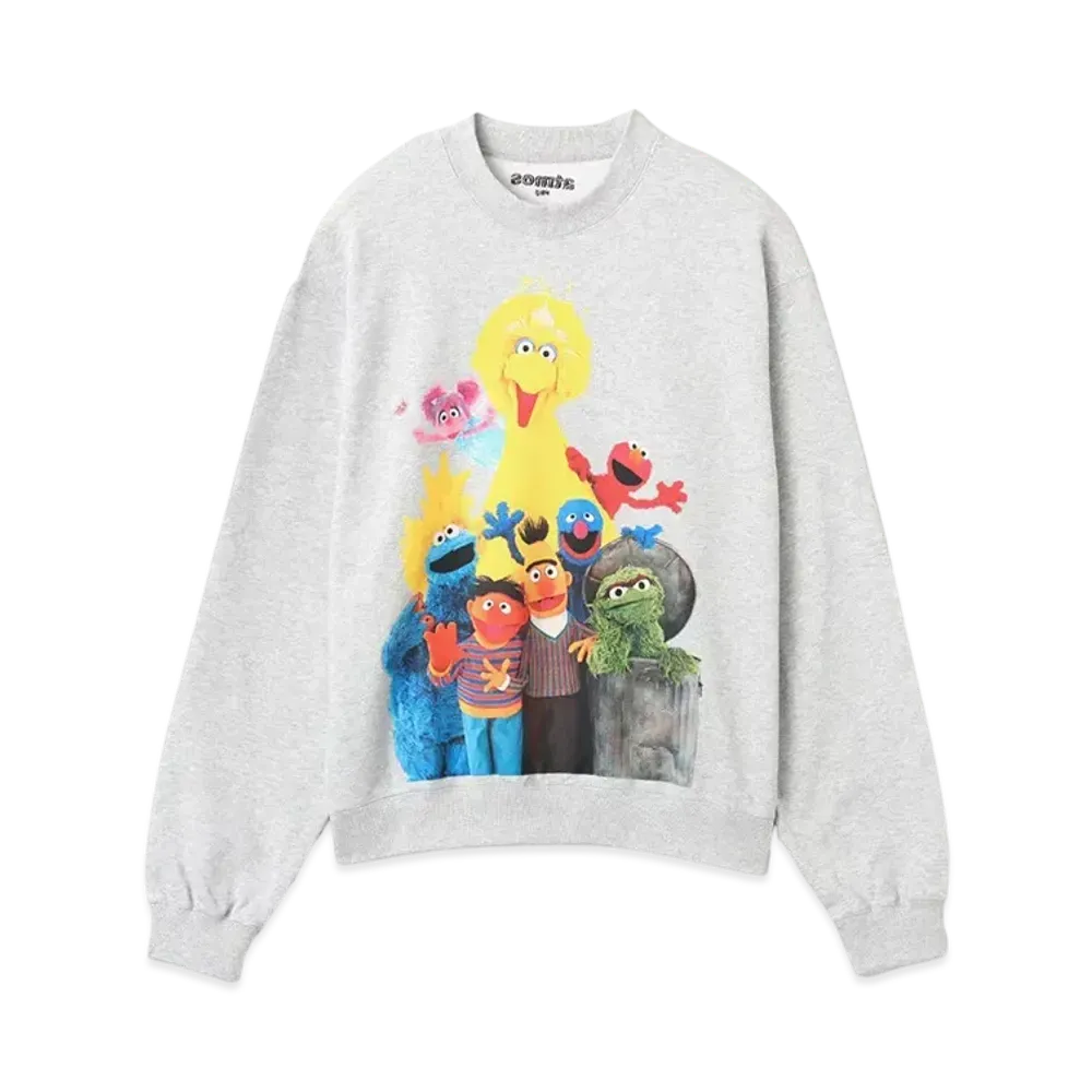 atmos pink Meets Sesame Street Character Sweatshirt "Gray"