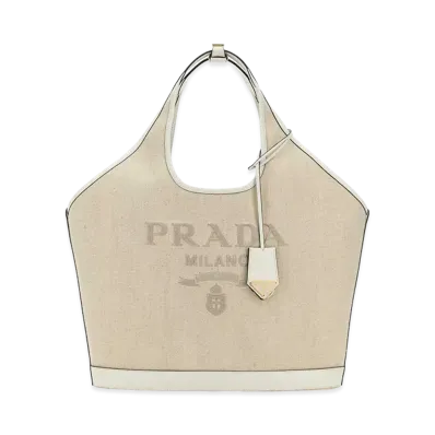 PRADA Women's Canvas Shopping Bag "Beige"