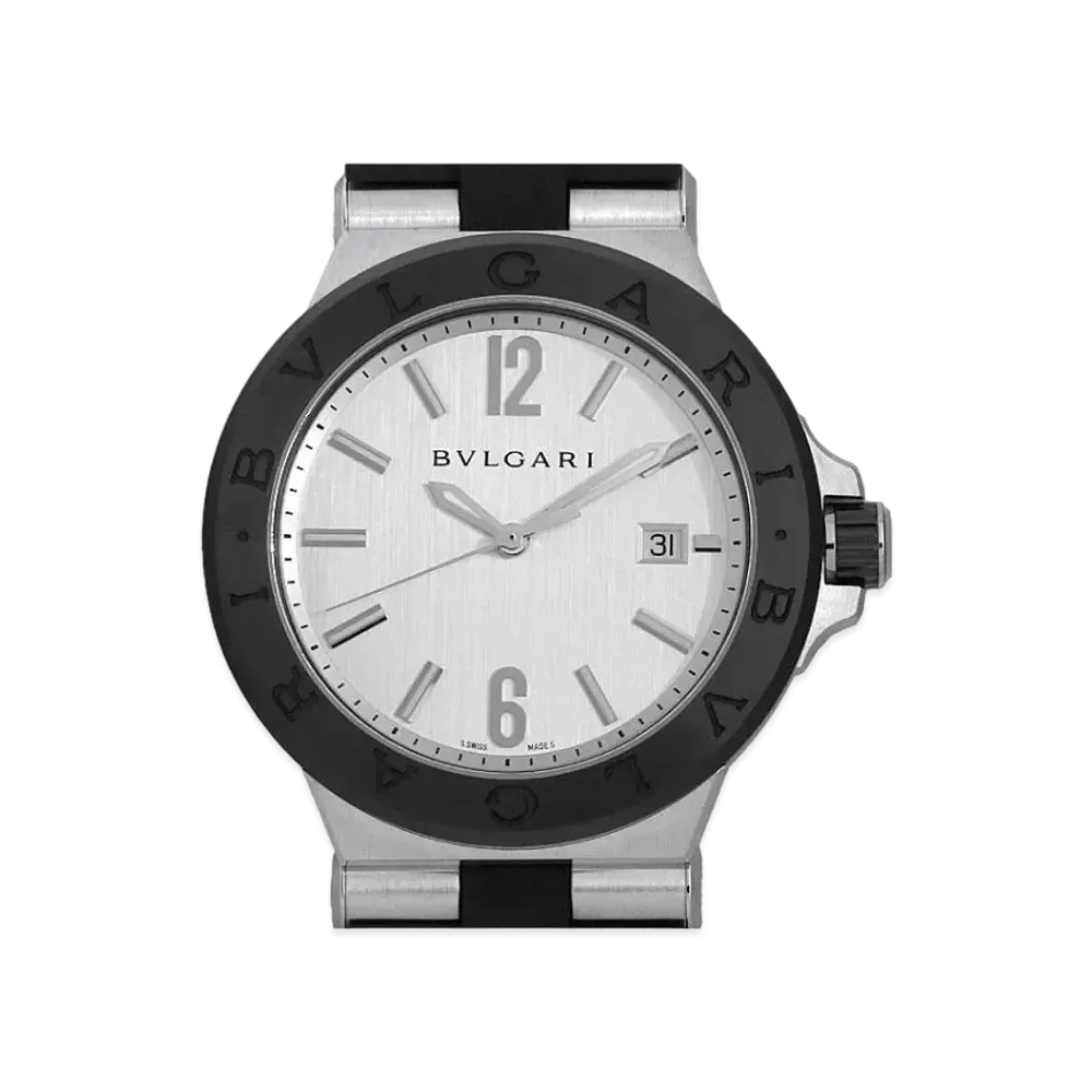 BVLGARI Diagono Ceramic "Silver/Stainless Steel/Ceramic/Black"