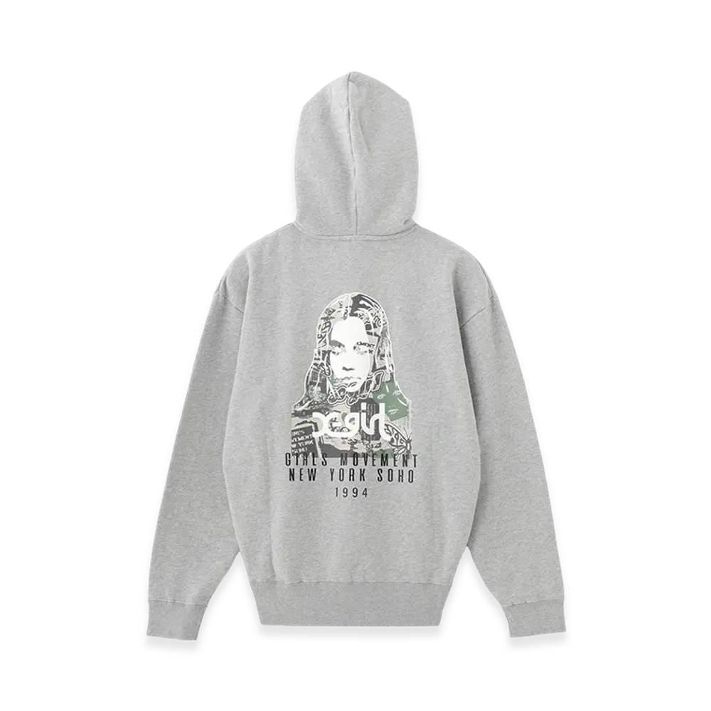 X-Girl Collage Camo Face Zip Up Sweat Hoodie "Ash"