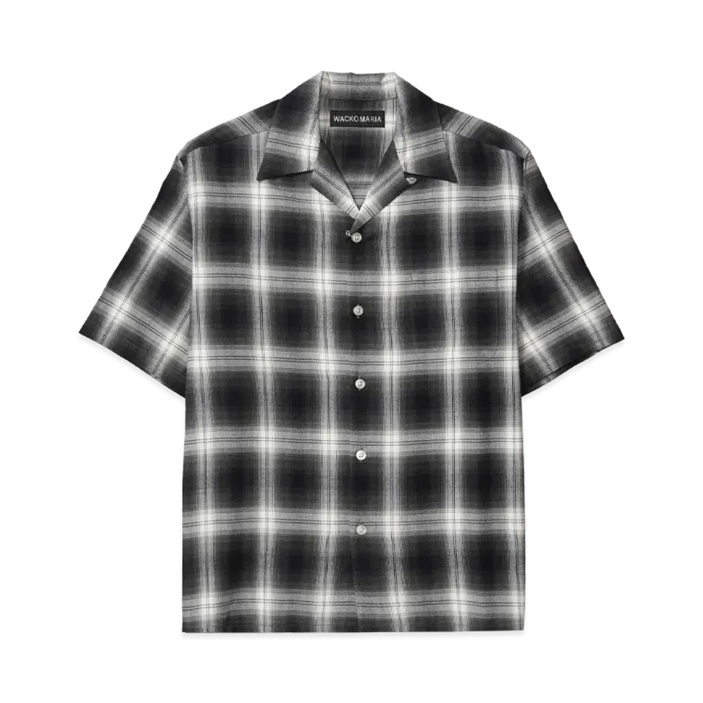 WACKO MARIA Ombre Check Open Collar Shirt "Gray"
