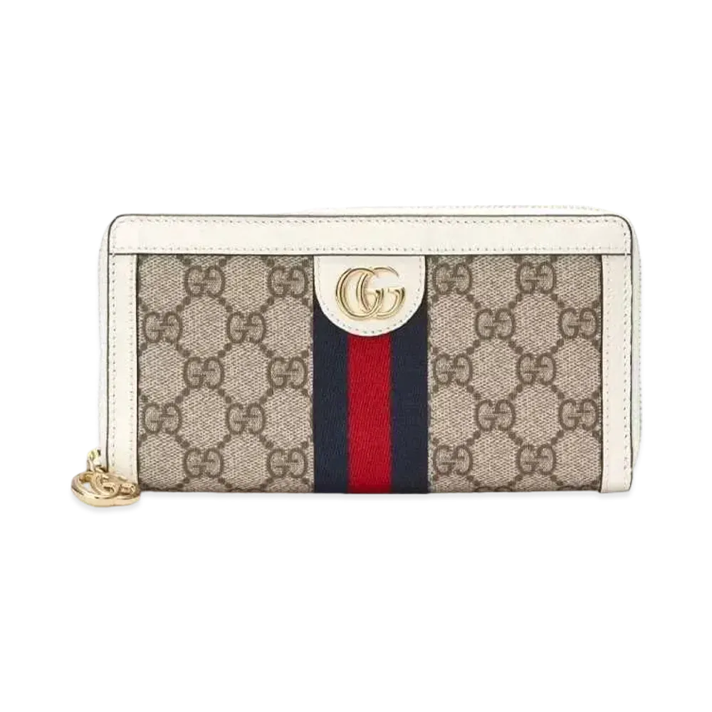 GUCCI Ophidia Zip Around Wallet with Web "Beige"