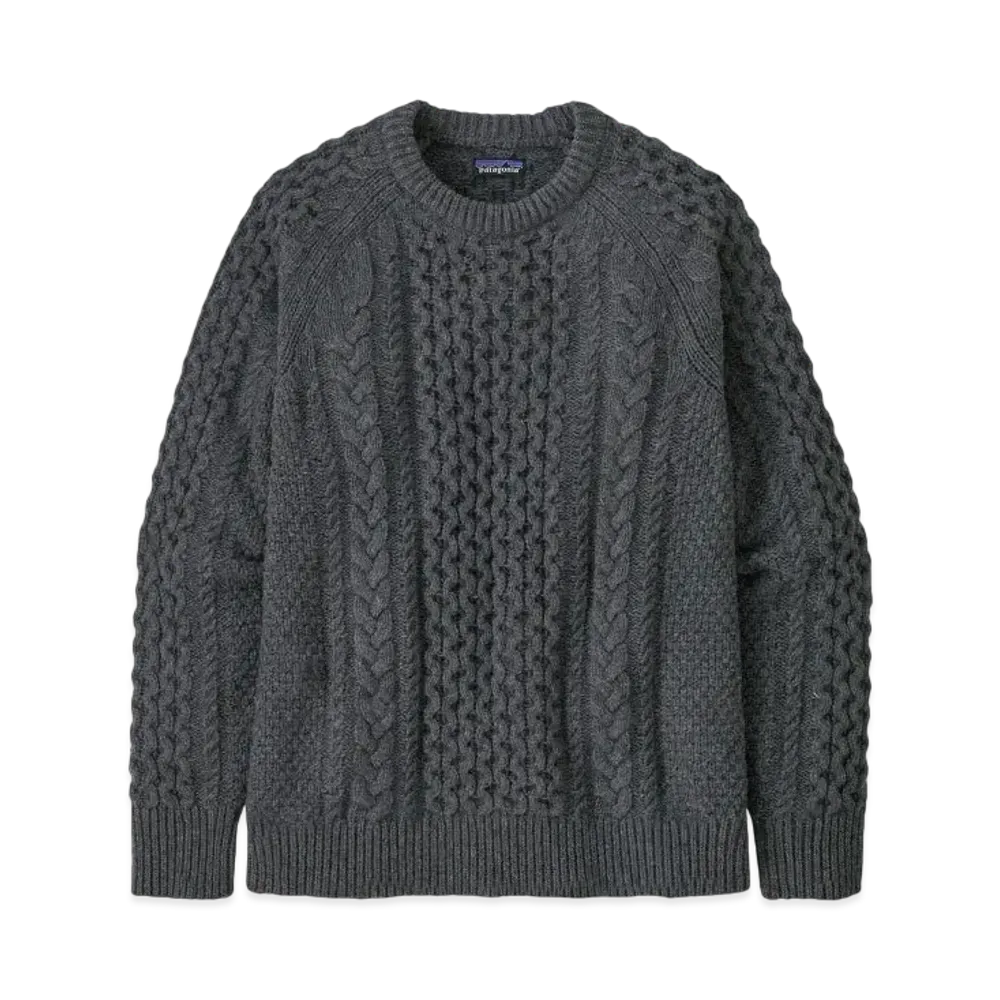 Patagonia Men's Recycled Wool Blend Cable Knit Crew Neck Sweater "Grey"