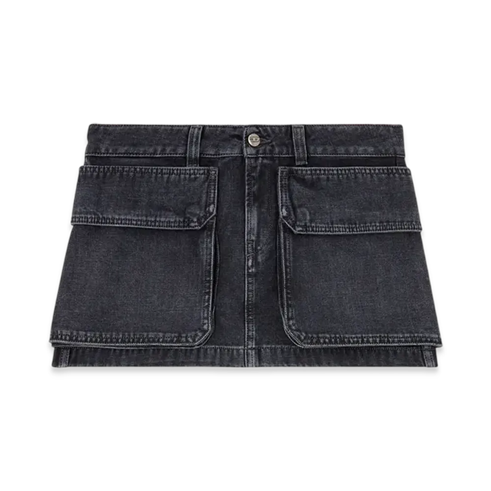 Diesel De-Ton Mini Skirt In Batavia-Weave Denim "Black"