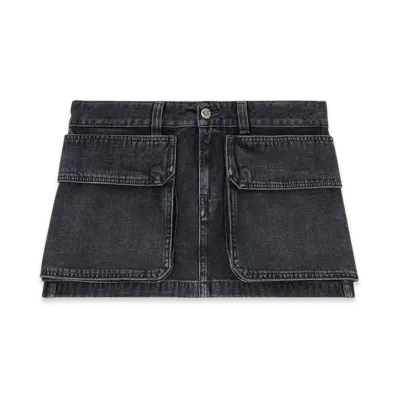 Diesel De-Ton Mini Skirt In Batavia-Weave Denim "Black"