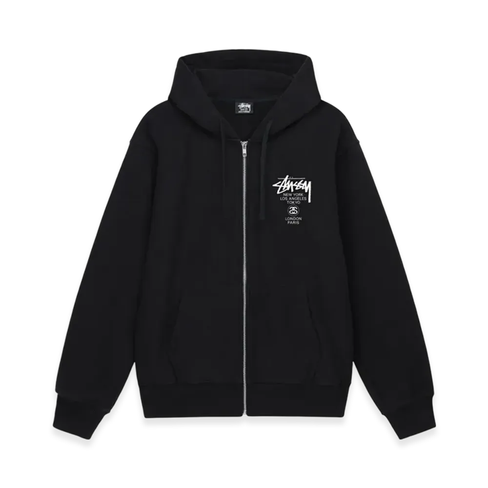 Stussy World Tour Zip Hoodie 2021 "Black"