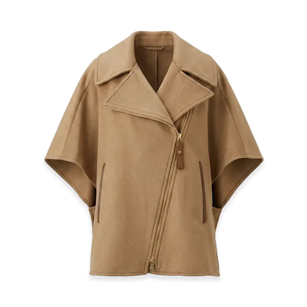 Max Mara Women's Segnale Biker Jacket Cape "Camel"
