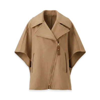 Max Mara Women's Segnale Biker Jacket Cape "Camel"