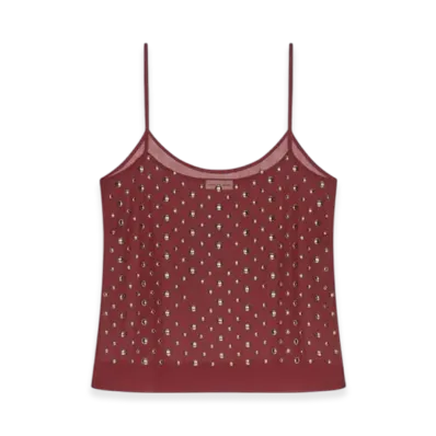 DRIES VAN NOTEN Women's Embellished Tank Top "Bordeaux"
