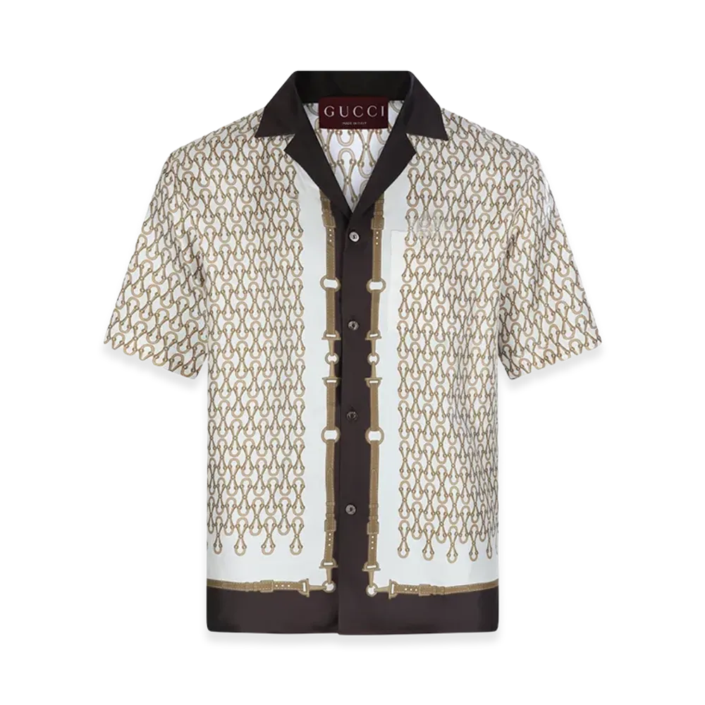 GUCCI Printed Silk Shirt "Brown"