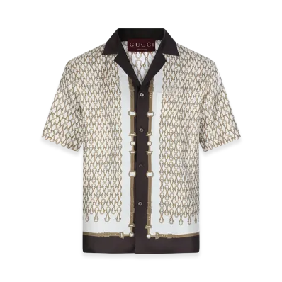 GUCCI Printed Silk Shirt "Brown"