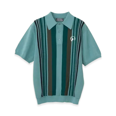 HYSTERIC GLAMOUR Stay Sick Embroidered Polo Collar Sweater "Blue"