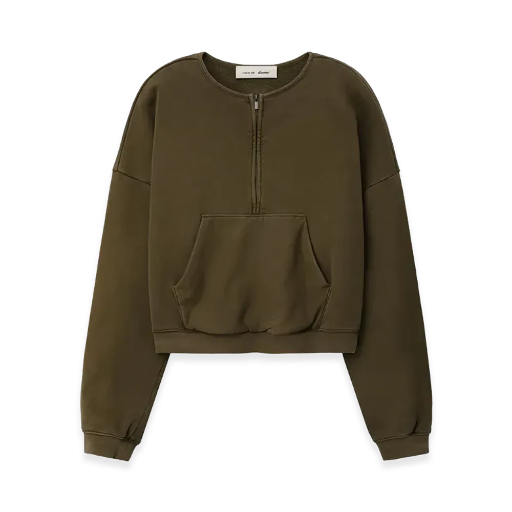 FEAR OF GOD ESSENTIALS Women's French Terry Relaxed Half Zip "Washed Moss"