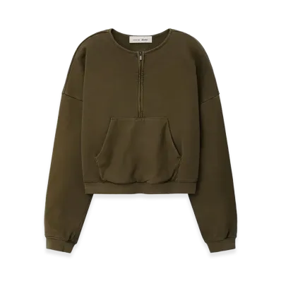 FEAR OF GOD ESSENTIALS Women's French Terry Relaxed Half Zip "Washed Moss"