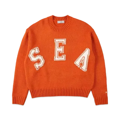 WIND AND SEA LETTERED CREWNECK SWEATERN "Orange"