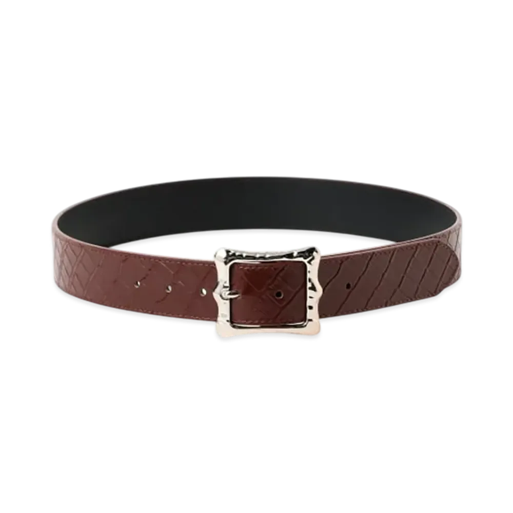 BEAMS FUTURE ARCHIVE Croco Leather Belt "Brown"