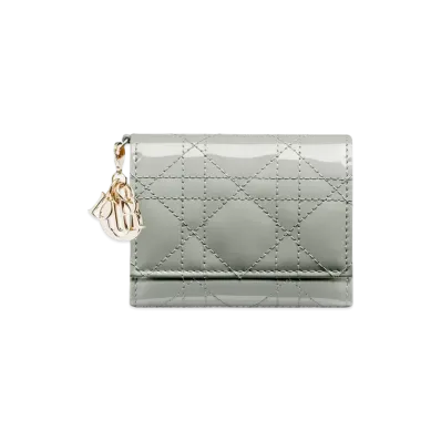 Dior Lady Dior Lotus Wallet "Gray"
