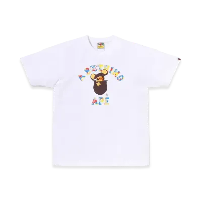 A BATHING APE x MEDICOM TOY 30th Anniv. College Milo Tee "White"