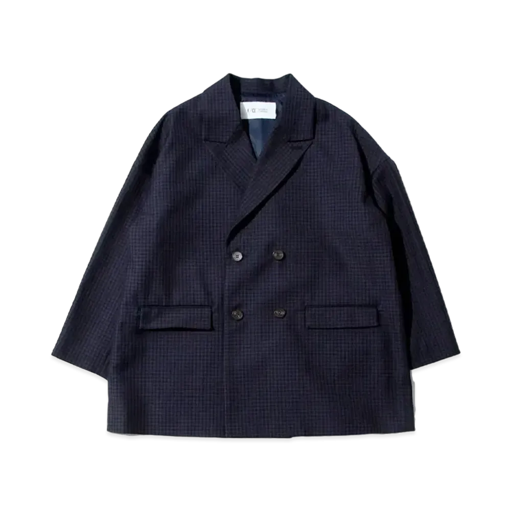 F/CE. Wool Check Oversized Jacket "Navy"