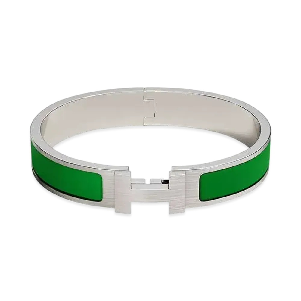 Hermes Clic HH Bracelet "Vert Comics Mat/Palladium"