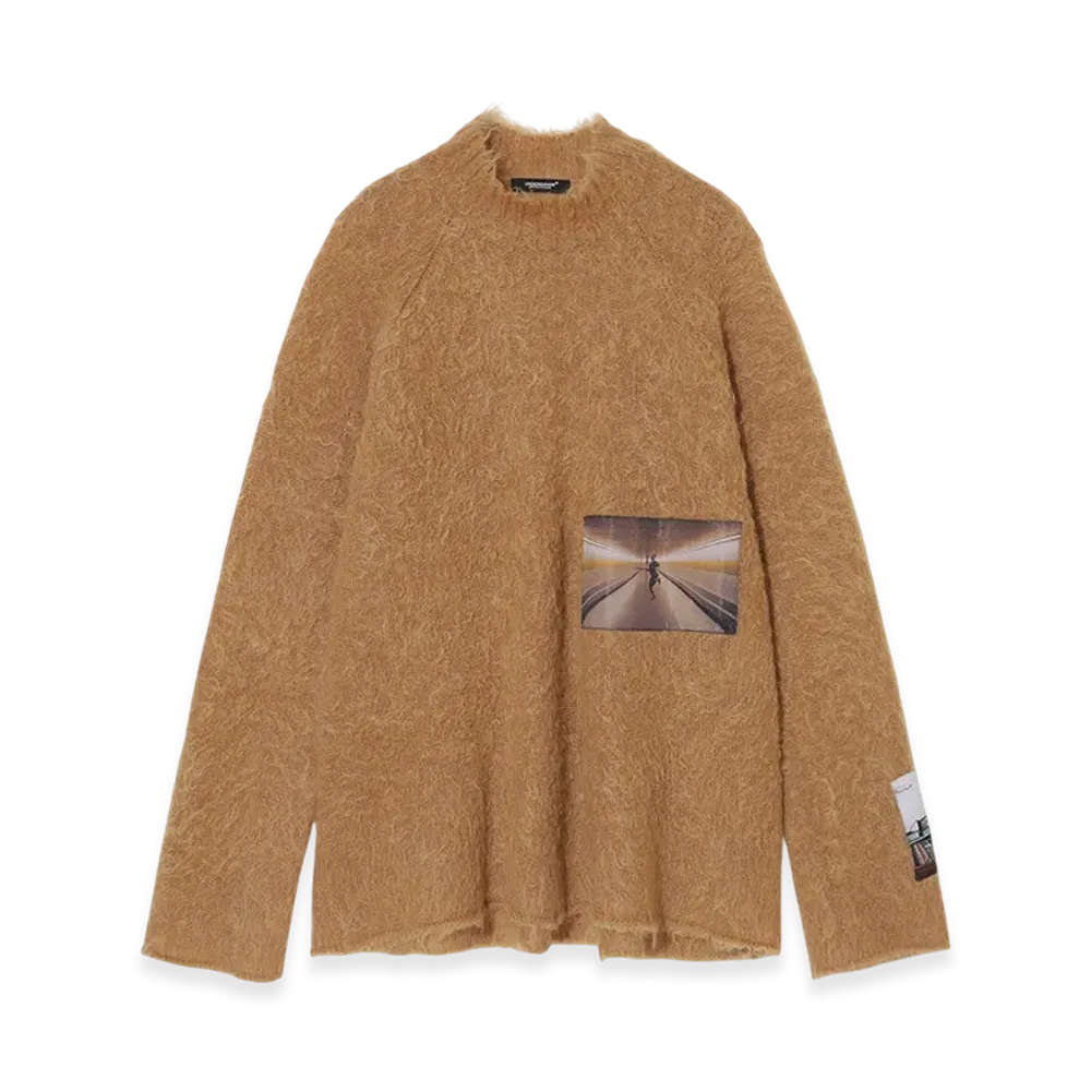 UNDERCOVER Wool Blend Mohair High-Neck Knit Pullover "Camel"