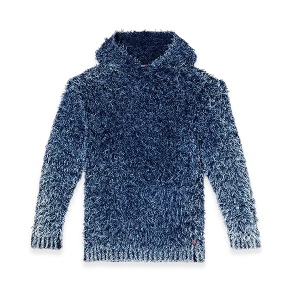 Diesel K-Dave Textured Knit Hoodie "Blue"