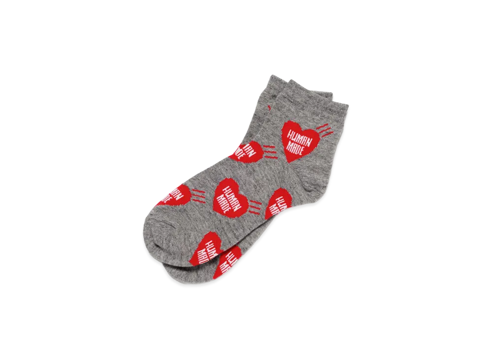 HUMAN MADE Heart Short Socks "Gray"