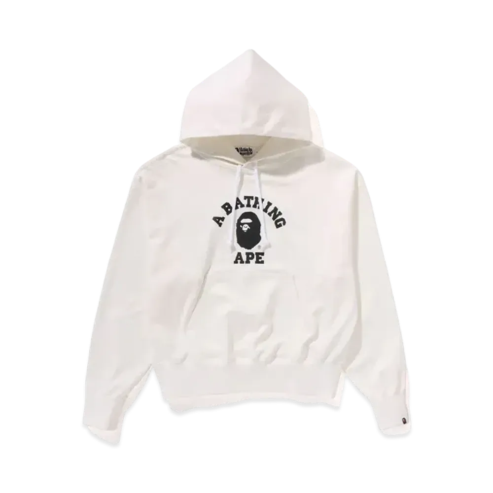 A BATHING APE College Pullover Hoodie "White"