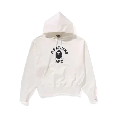 A BATHING APE College Pullover Hoodie "White"