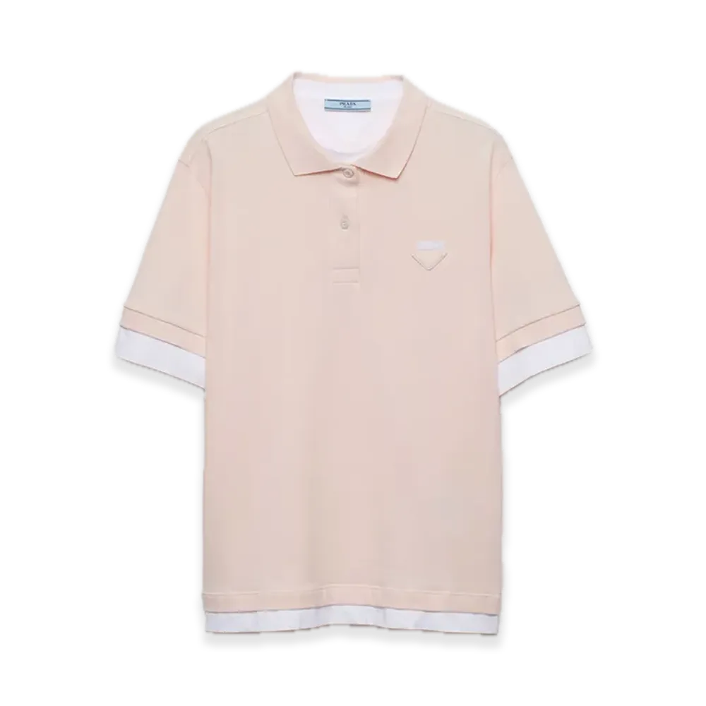 PRADA Pique x Jersey Polo Shirt "Pale pink"