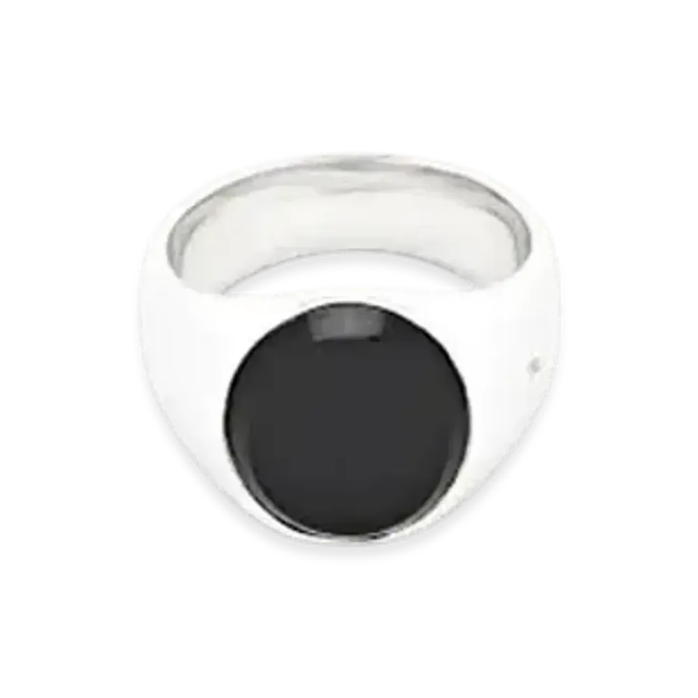 TOMWOOD Oval Polished Black Onyx M "Silver"