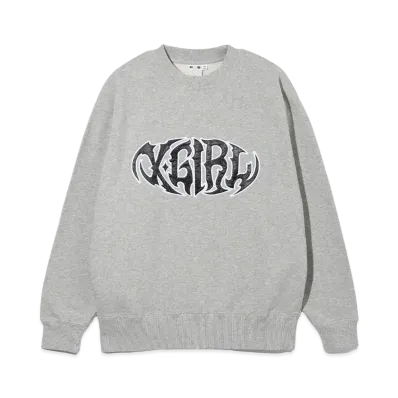 X-Girl Tribal Shaped Logo Patch Crewneck Sweat Top "Ash"