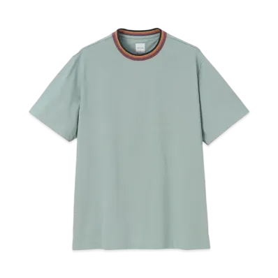 Paul Smith Artist Stripe Rib Short Sleeve Cut And Sew "MintGreen"