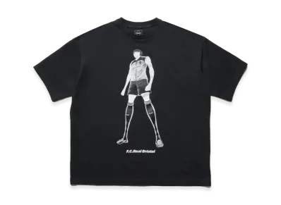 F.C.Real Bristol x Captain Tsubasa Kojiro Hyuga On The Front Baggy Tee "Black"