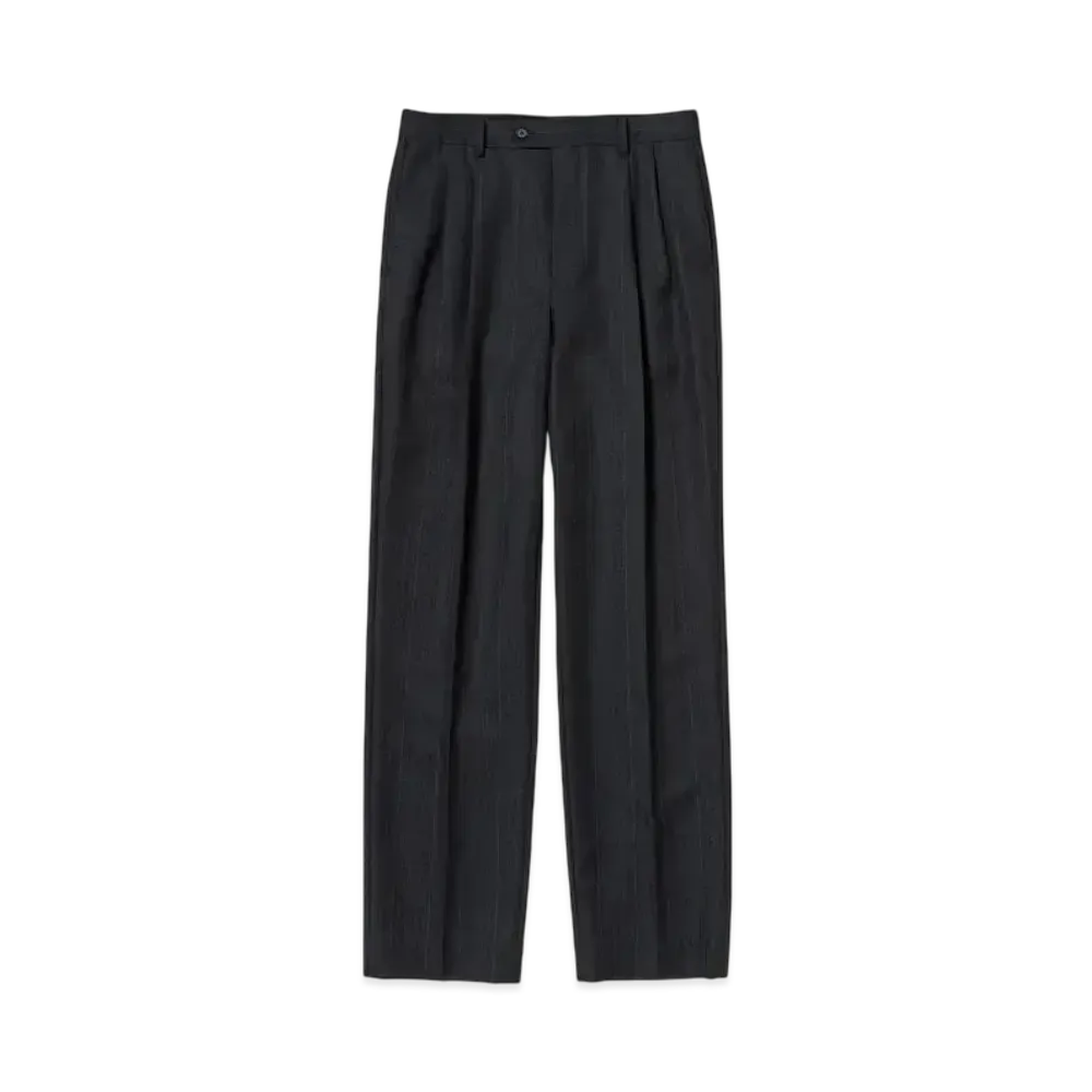 AURALEE Bluefaced Wool Two-Tuck Slacks "Navy"