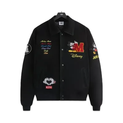 Kith x Disney Mickey & Friends Suede Varsity Jacket "Black"