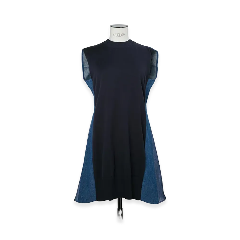 sacai Denim x Knit Dress "Navy/Blue"